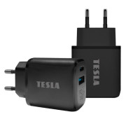 Зарядное устройство TESLA T220 25Вт чёрное (USB-A, USB-C)