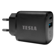 Зарядное устройство TESLA T220 25Вт чёрное (USB-A, USB-C)