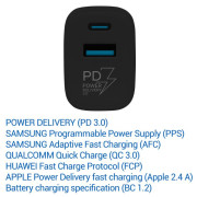 Зарядное устройство TESLA T220 25Вт чёрное (USB-A, USB-C)