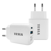 Зарядное устройство TESLA T220 25Вт белое (USB-A, USB-C)