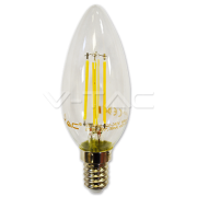 Светодиодная лампа - 4W филамент E14 Candle 4500K V-TAC