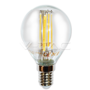 Светодиодная лампа - 4W филамент E14 P45 2700K диммируемая V-TAC