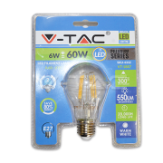 Светодиодная лампа 6W филамент E27 A60 2700K V-TAC