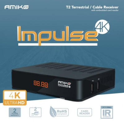 Antžeminės televizijos imtuvas „Amiko Impulse 4K T2/C“ Antžeminės televizijos imtuvas „Amiko Impulse 4K T2/C“