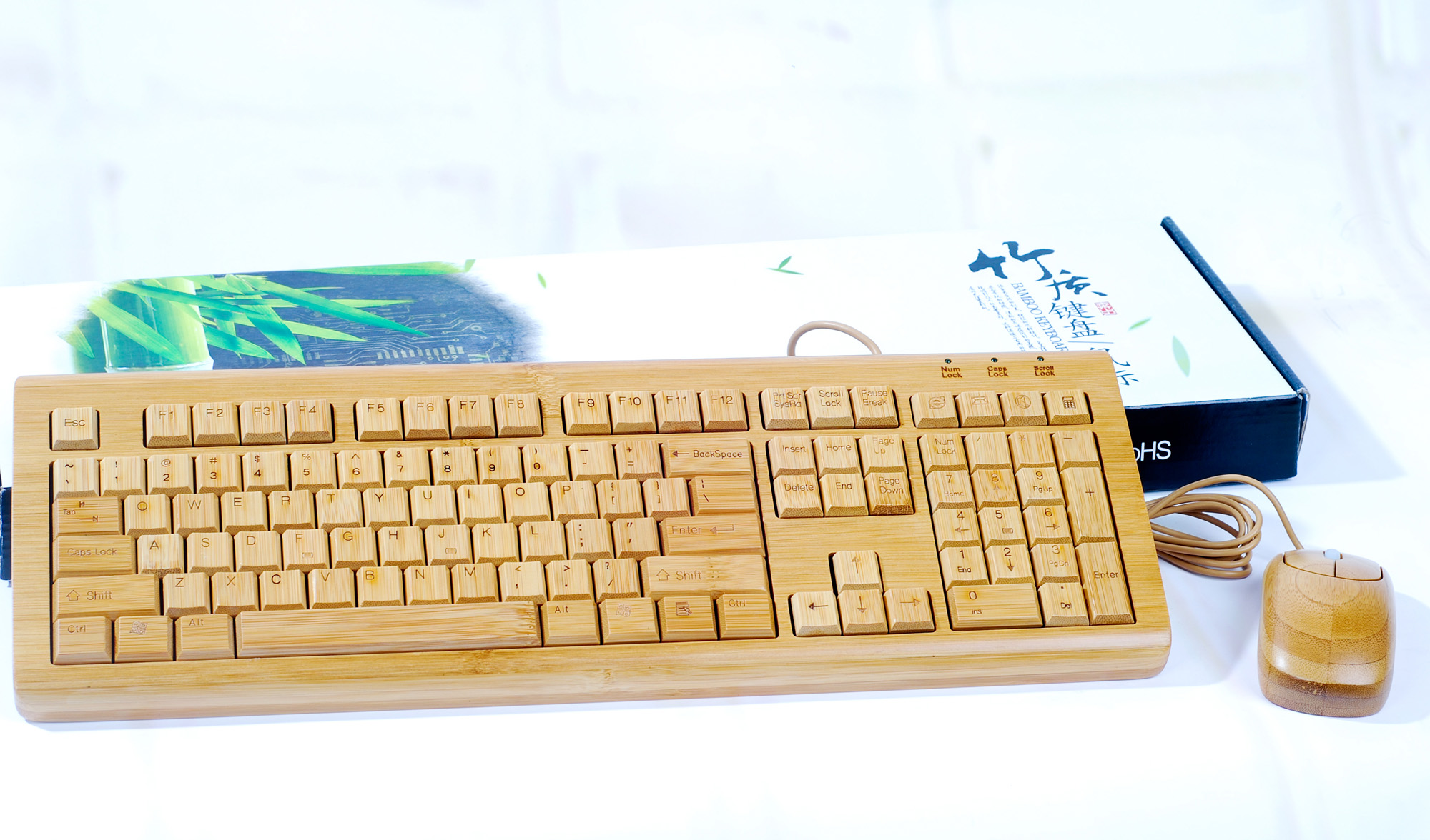 Klaviatūra ir pelė iš bambuko USB