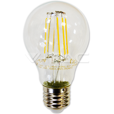 LED lemputė 6W su filamentu E27 A60 2700K V-TAC